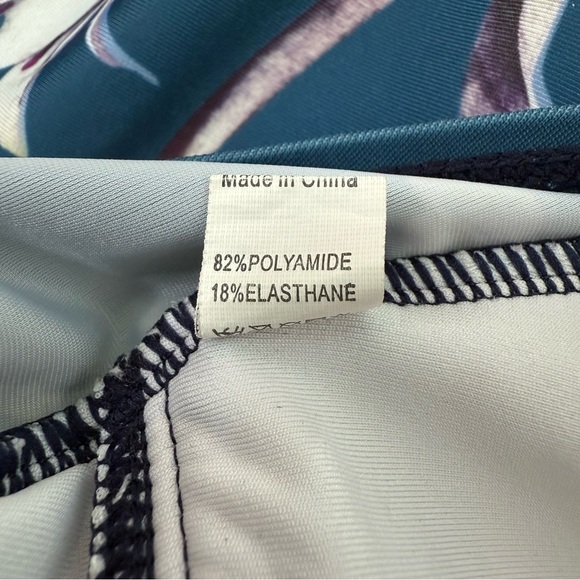 Women's APPIE Floral Ruched Tummy Control One Piece V-Neck Keyhole Swimsuit XL - Picture 14 of 16